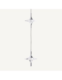 Lámpara Colgante de Cristal Transparente y Acero Plata –...