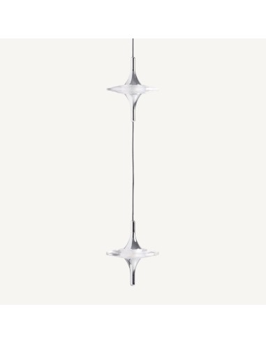 Lámpara Colgante de Cristal Transparente y Acero Plata – 150 cm Vical Home