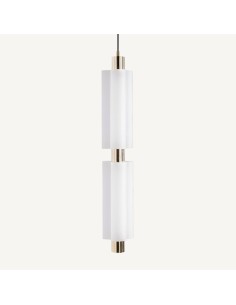 Lámpara Colgante de Cristal Blanco y Acero Dorado – 73 cm...