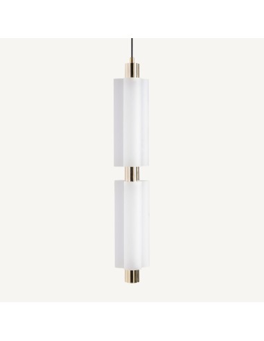 Lámpara Colgante de Cristal Blanco y Acero Dorado – 73 cm Vical Home