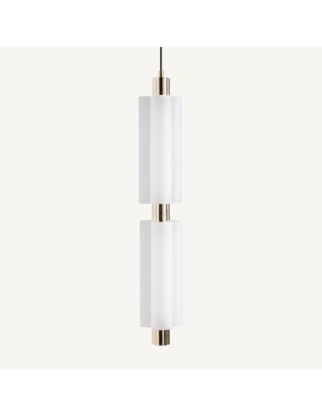 Lámpara Colgante de Cristal Blanco y Acero Dorado – 73 cm Vical Home
