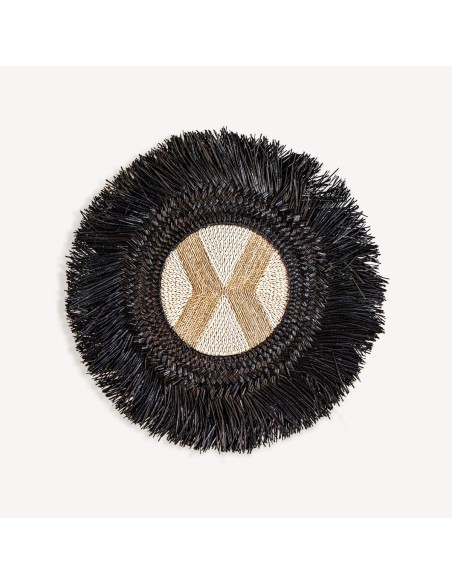 Panel decorativo Vical Home en rafia negra – Textura y elegancia gráfica