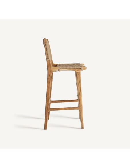 Taburete Vaduz VICAL Home – Madera de teka y fibra natural con diseño funcional