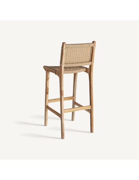 Taburete Vaduz VICAL Home – Madera de teka y fibra natural con diseño funcional