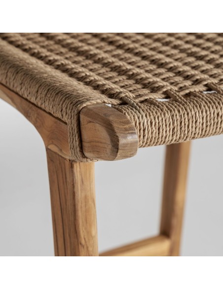 Taburete Vaduz VICAL Home – Madera de teka y fibra natural con diseño funcional
