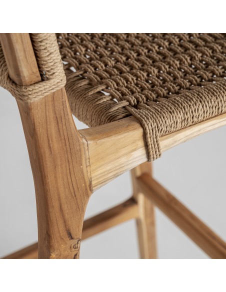 Taburete Vaduz VICAL Home – Madera de teka y fibra natural con diseño funcional