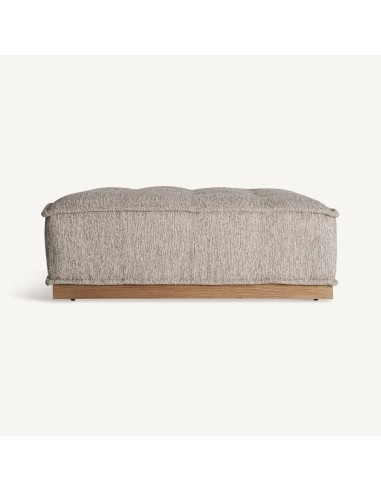 Puff beige redondo Vical Home en poliéster y madera de pino – 120x120cm