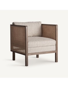 Sillón Vical Home en madera de mango y poliéster topo –...
