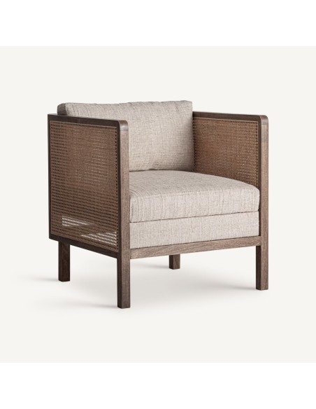 Sillón Vical Home en madera de mango y poliéster topo – 73x73x77 cm