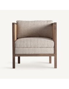 Sillón Vical Home en madera de mango y poliéster topo –... 2