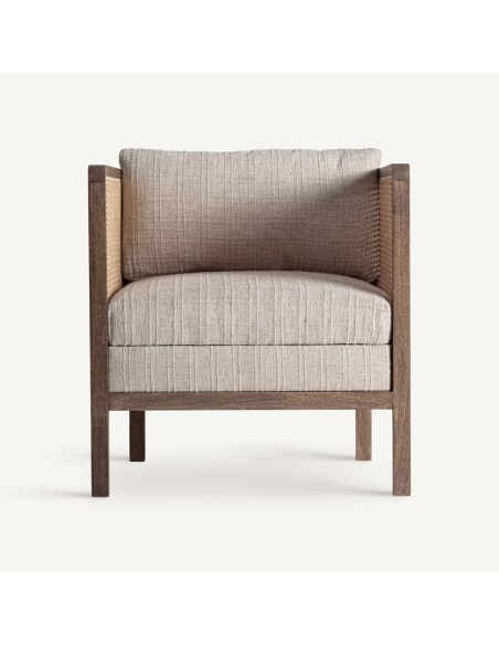 Sillón Vical Home en madera de mango y poliéster topo – 73x73x77 cm