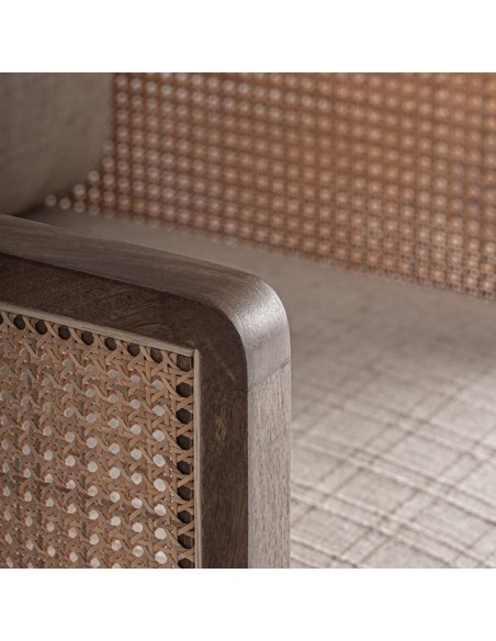 Sillón Vical Home en madera de mango y poliéster topo – 73x73x77 cm