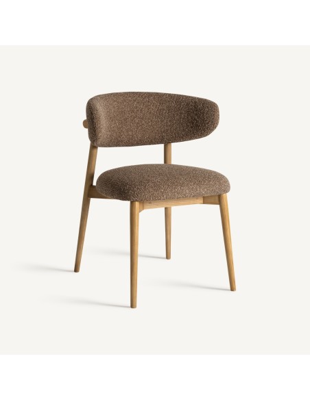 Silla Tapizada Vical Home – Poliéter Topo y Madera de Arce Marrón