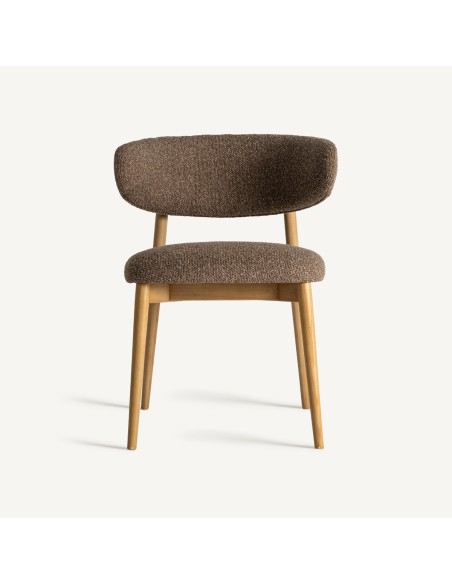 Silla Tapizada Vical Home – Poliéter Topo y Madera de Arce Marrón