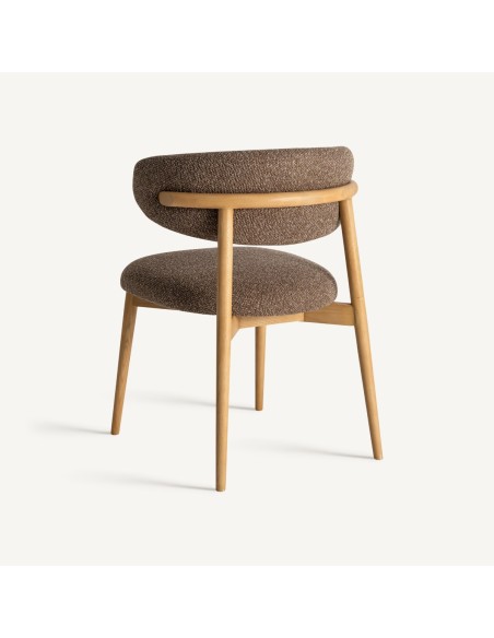 Silla Tapizada Vical Home – Poliéter Topo y Madera de Arce Marrón