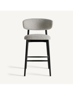 Taburete Alto Vical Home – Madera Negra y Tapizado Beige 2