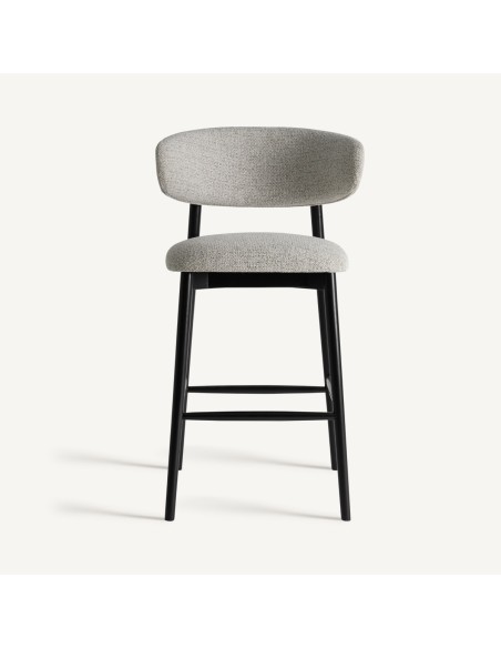 Taburete Alto Vical Home – Madera Negra y Tapizado Beige