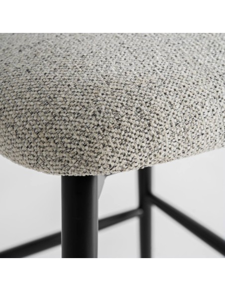 Taburete Alto Vical Home – Madera Negra y Tapizado Beige