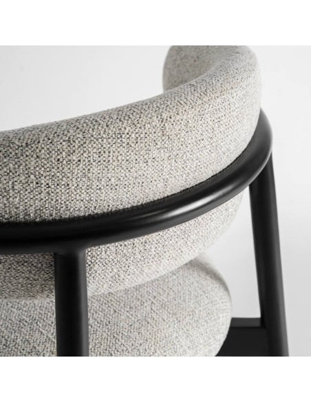 Taburete Alto Vical Home – Madera Negra y Tapizado Beige