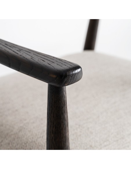 Silla Vical Home – Madera de Fresno Negra y Tapizado Gris