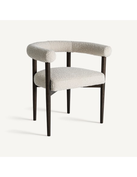 Silla Ancha Vical Home – Madera de Fresno Negra y Tapizado Gris