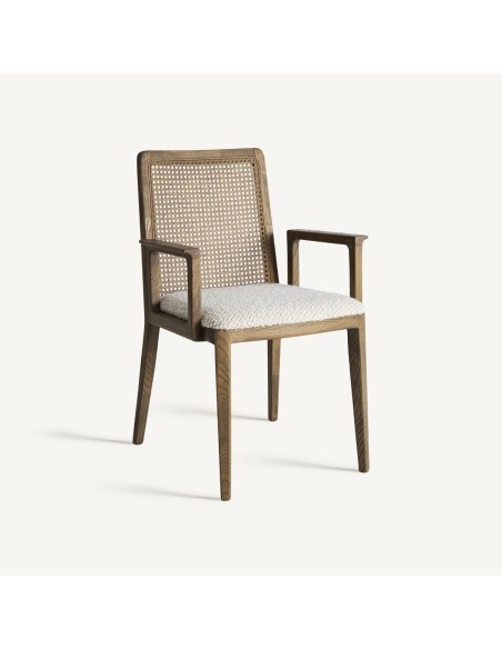 Silla Vical Home – Fresno Marrón y Tapizado en Lino Beige