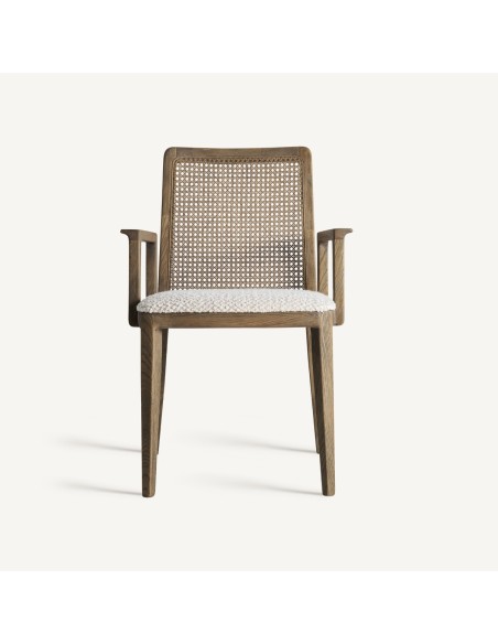 Silla Vical Home – Fresno Marrón y Tapizado en Lino Beige