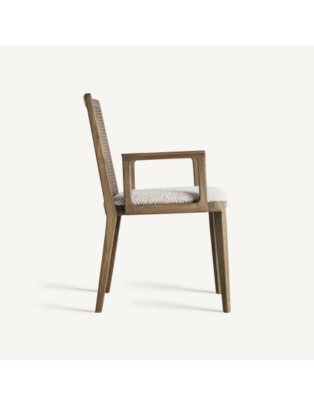 Silla Vical Home – Fresno Marrón y Tapizado en Lino Beige