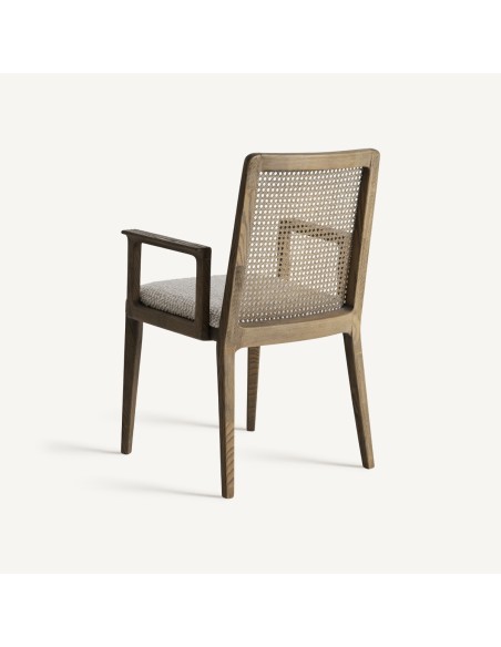 Silla Vical Home – Fresno Marrón y Tapizado en Lino Beige