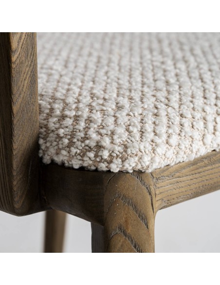 Silla Vical Home – Fresno Marrón y Tapizado en Lino Beige