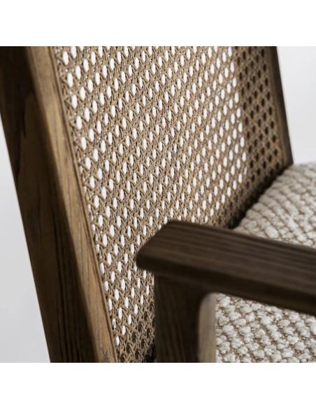 Silla Vical Home – Fresno Marrón y Tapizado en Lino Beige