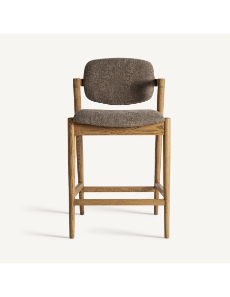 Taburete Vical Home – Madera de Fresno Marrón y Tapizado a Juego