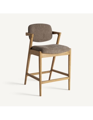 Taburete Vical Home – Madera de Fresno Marrón y Tapizado a Juego