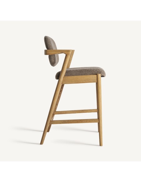 Taburete Vical Home – Madera de Fresno Marrón y Tapizado a Juego