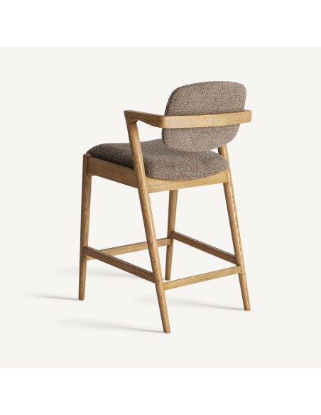 Taburete Vical Home – Madera de Fresno Marrón y Tapizado a Juego