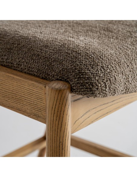 Taburete Vical Home – Madera de Fresno Marrón y Tapizado a Juego