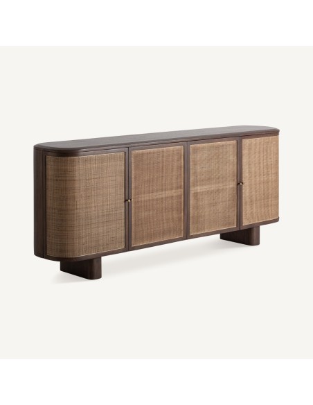 Aparador Vical Home de madera de mango y ratán en color marrón y arena – 210x40x85 cm