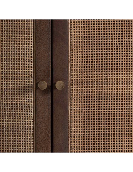Aparador Vical Home de madera de mango y ratán en color marrón y arena – 210x40x85 cm