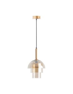 Lámpara Colgante de Cristal Gris Ahumado y Acero Dorado –... 2