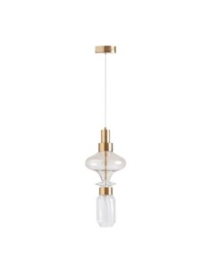 Lámpara Colgante de Cristal Tonos Neutros Ahumado y Acero... 2