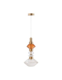 Lámpara de colgar en cristal ahumado y acero cobre –... 2