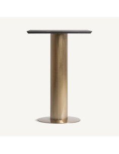 Mesa bar Tasque en acero dorado y porcelánico negro Vical...