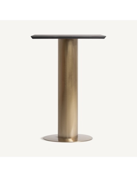 Mesa bar Tasque en acero dorado y porcelánico negro Vical Home