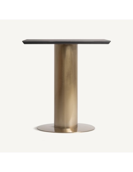 Mesa bar Tasque en acero dorado y porcelánico negro Vical Home