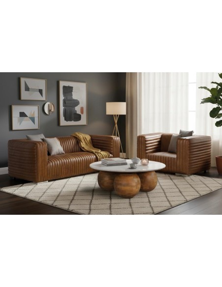 Sillón de Piel Marrón Giner y Colomer – Diseño Moderno y Elegante