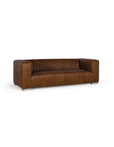 Sofá 3 Plazas de Piel Marrón Giner y Colomer – Diseño Moderno y Elegante