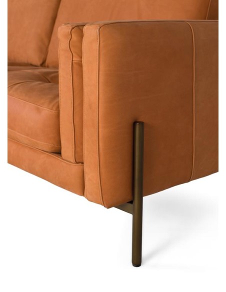 Sofá 3 Plazas de Piel Marrón Giner y Colomer – Elegancia y Diseño Contemporáneo