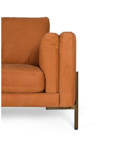 Sofá 3 Plazas de Piel Marrón Giner y Colomer – Elegancia y Diseño Contemporáneo