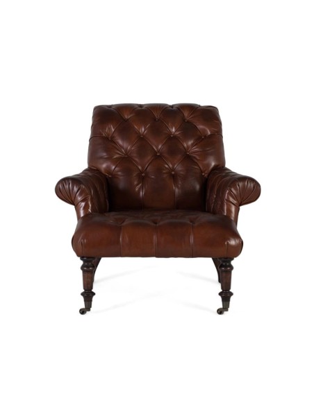 Sillón de Piel Marrón Oscuro Giner y Colomer – Estilo Clásico y Elegancia Atemporal