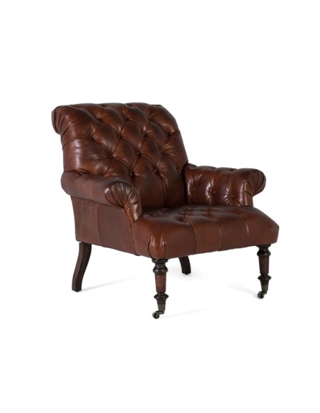 Sillón de Piel Marrón Oscuro Giner y Colomer – Estilo Clásico y Elegancia Atemporal